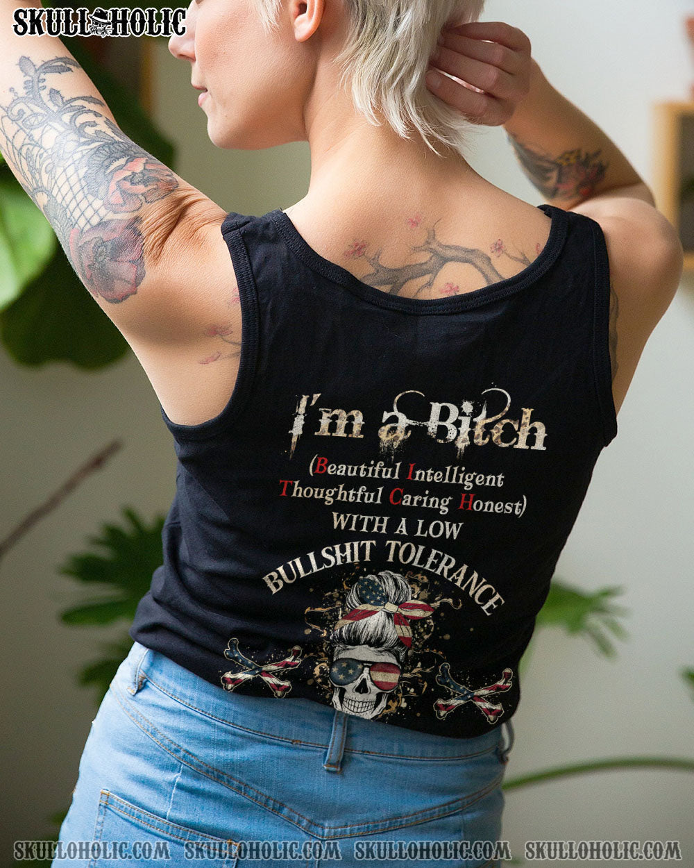 I_E2_80_99m a BITCH Don_E2_80_99t Try Me Patriotic Skull with Flag Funny Graphic Tee for Women AOP Shirts _11_ EuGcR