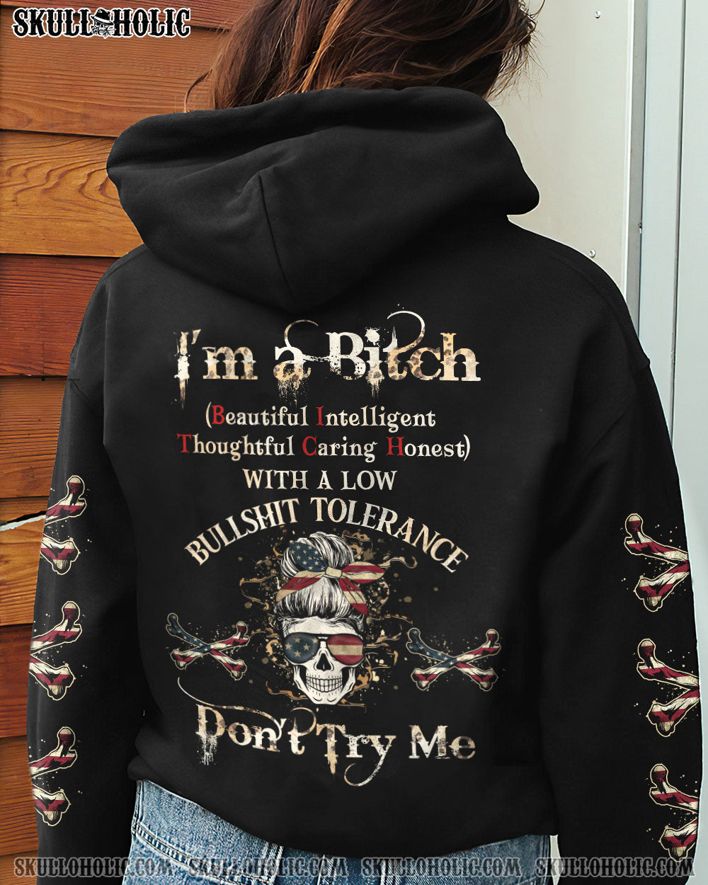 I_E2_80_99m a BITCH Don_E2_80_99t Try Me Patriotic Skull with Flag Funny Graphic Tee for Women AOP Shirts _17_ Hphl1
