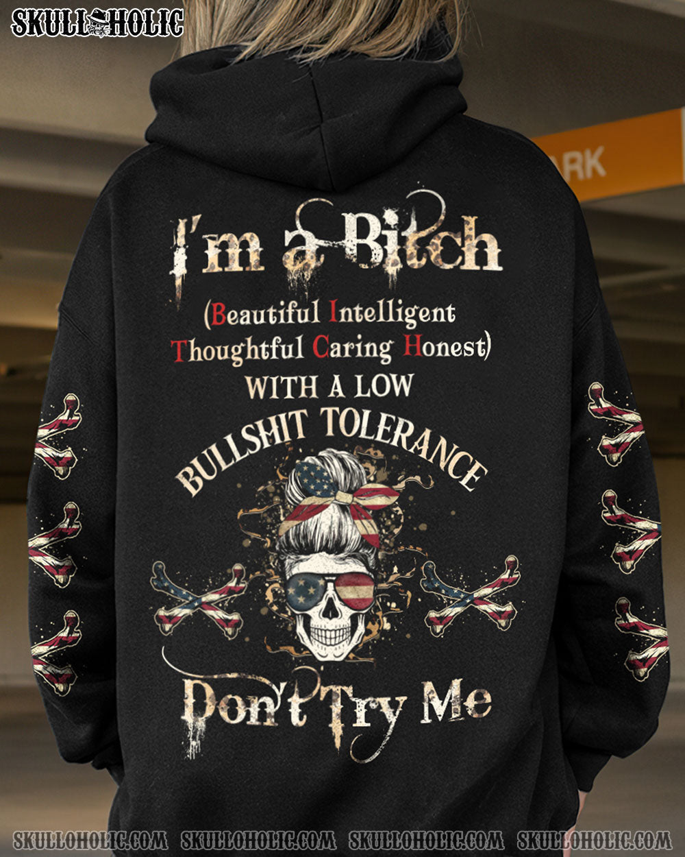 I_E2_80_99m a BITCH Don_E2_80_99t Try Me Patriotic Skull with Flag Funny Graphic Tee for Women AOP Shirts _1_ lvaGY