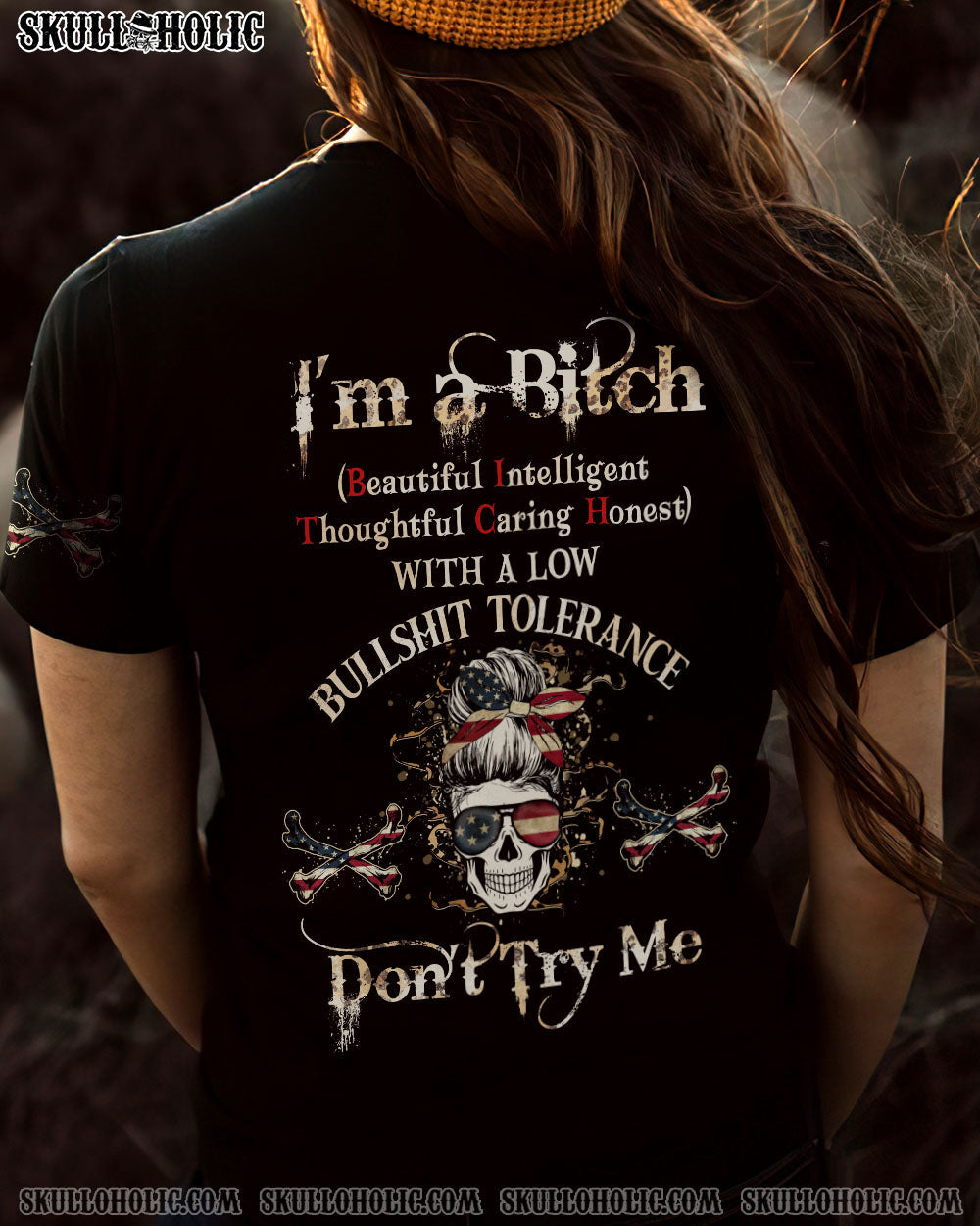 I_E2_80_99m a BITCH Don_E2_80_99t Try Me Patriotic Skull with Flag Funny Graphic Tee for Women AOP Shirts _8_ Yjdtl