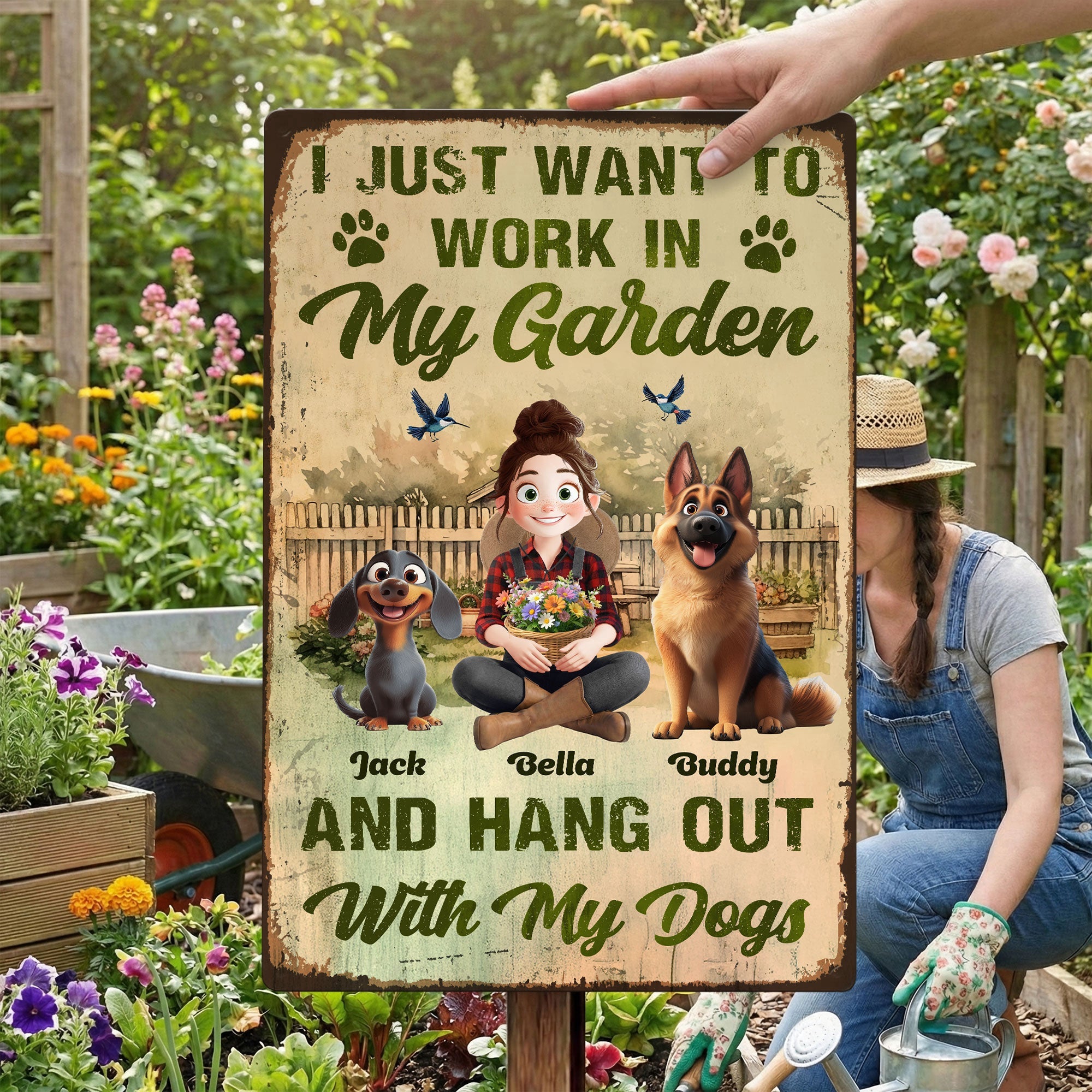 I_Just_Want_To_Work_In_My_Garden_And_Hang_Out_With_My_Dogs_Personalized_Metal_Sign_5