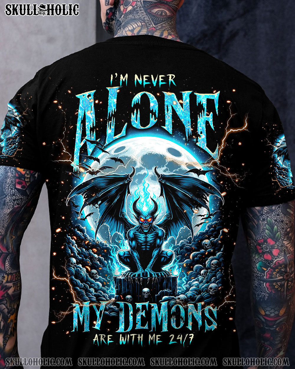 Iam Never Alone My Demons Are With Me Edgy _26 Powerful Gothic AOP Shirts _5_ LqU3S