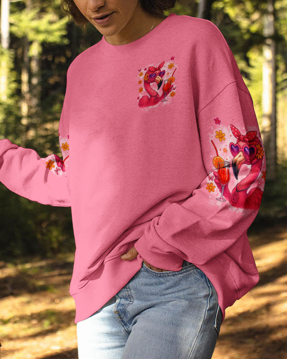 If A Glass of Wine is Good for You Imagine Flamingo Drink Cocktail Design for Women AOP Shirts _8_ OjHKq