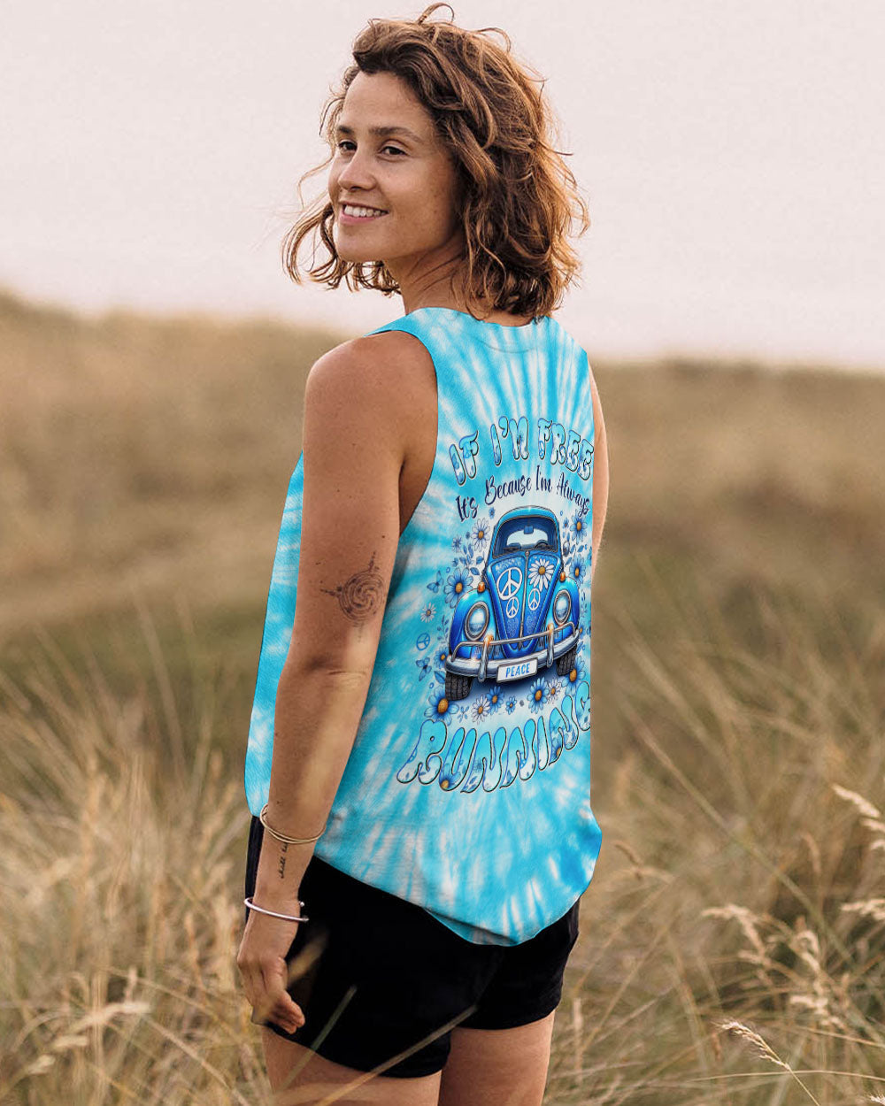 If Im Free Its Because Im Always Running Hippie VW Van Tie Dye AOP Shirts _8_ gw48K