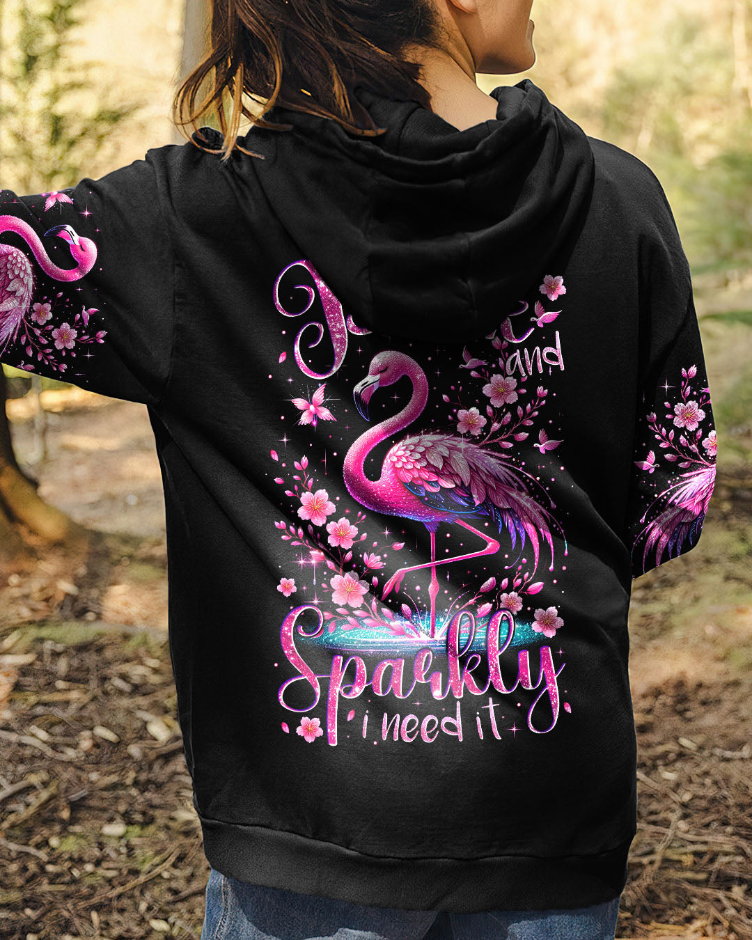 If Its Pink and Sparkly I Need It Flamingo Glamorous Glitter Graphic Tee for Women AOP Shirts _7_ jt8cH