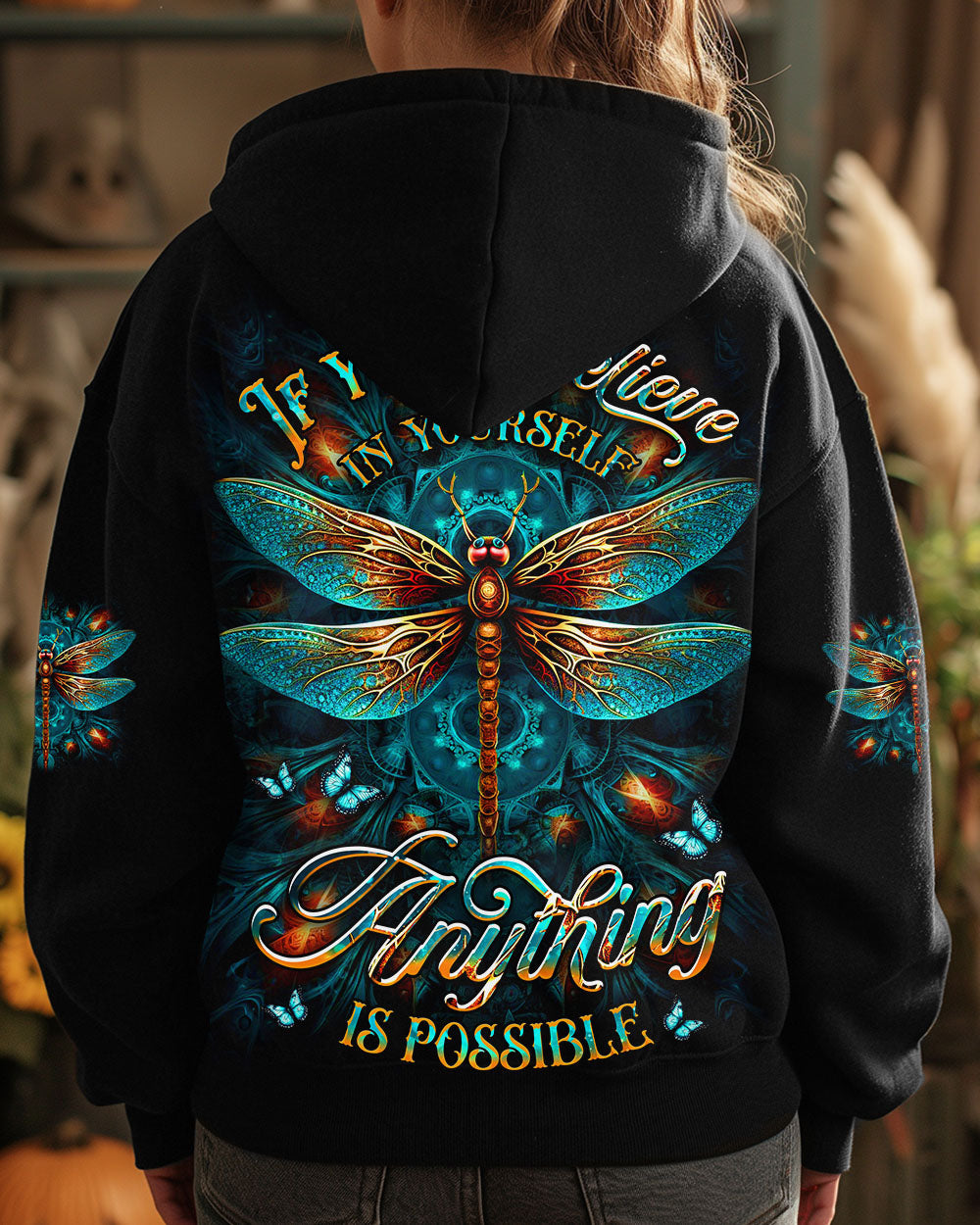 If you Believe in Yourself Anything Is Possible Dragonfly Motivation Quote AOP Shirts _10_ yJfWR