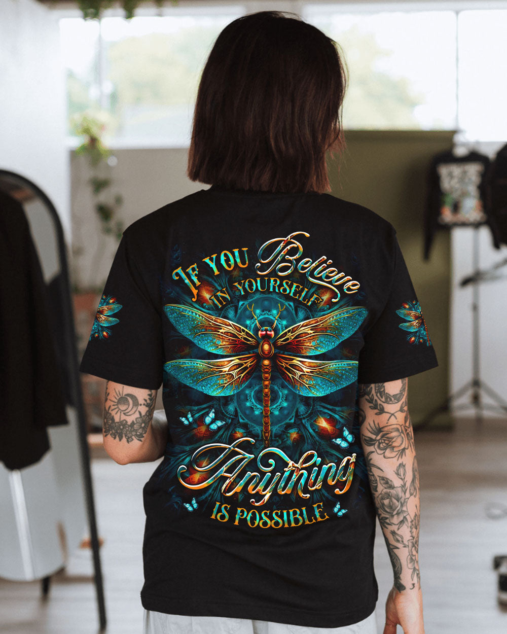 If you Believe in Yourself Anything Is Possible Dragonfly Motivation Quote AOP Shirts _12_ tR0cT