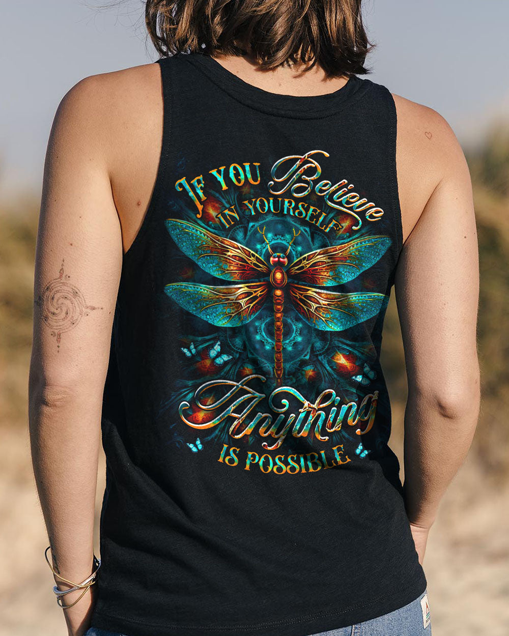 If you Believe in Yourself Anything Is Possible Dragonfly Motivation Quote AOP Shirts _9_ Nq5gU