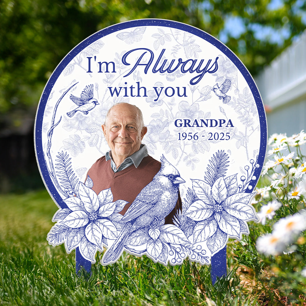 Im Always With You Toile De Jouy Style Personalized Metal Photo Garden Stake_1
