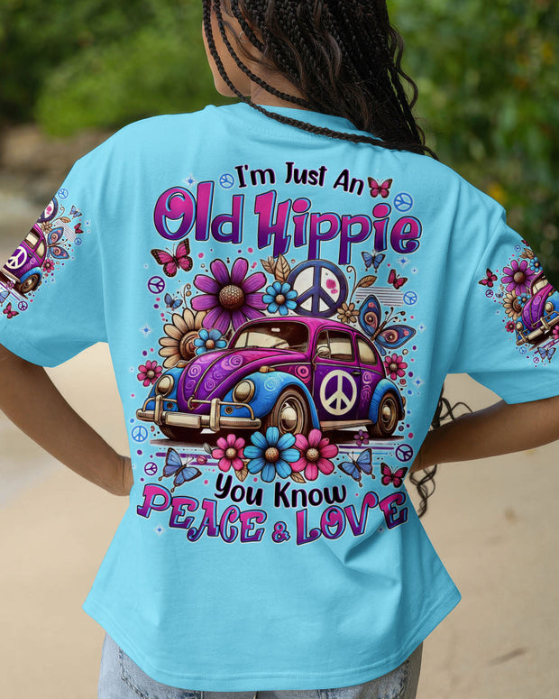 I'm Just an Old Hippie You Know Peace & Love - Retro Hippie Car Flower - AOP Shirts