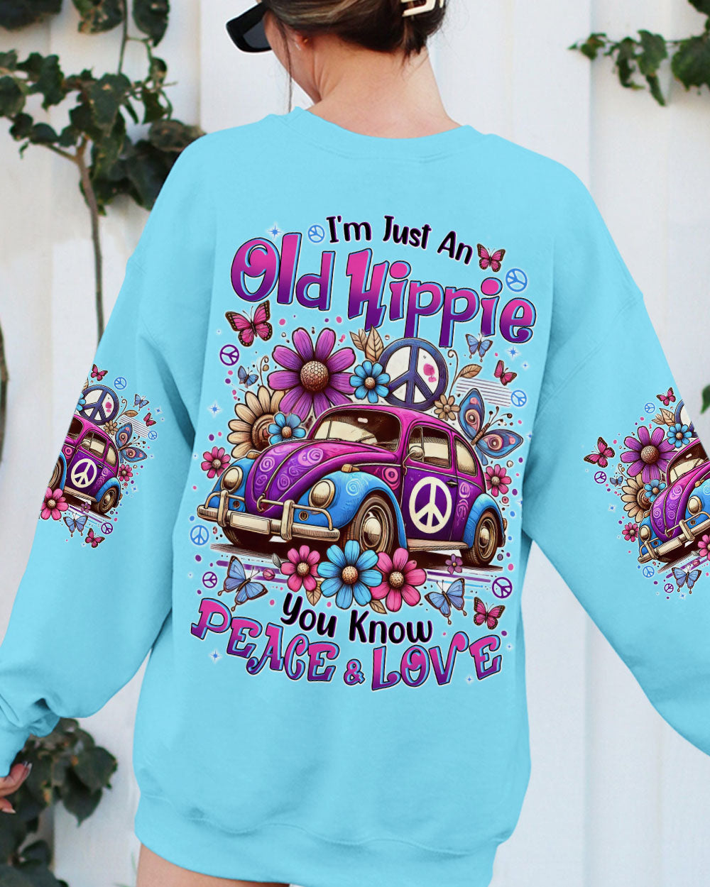 Im Just an Old Hippie You Know Peace _26 Love Retro Hippie Car Flower AOP Shirts _9_ YTK5y