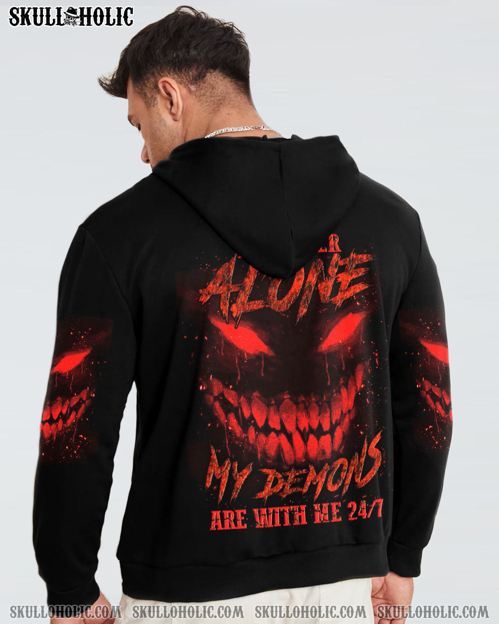 Im Never Alone My Demons Are With Me 247 Dark Red Skull Gothic Horro AOP Shirts _14_ KRuoZ