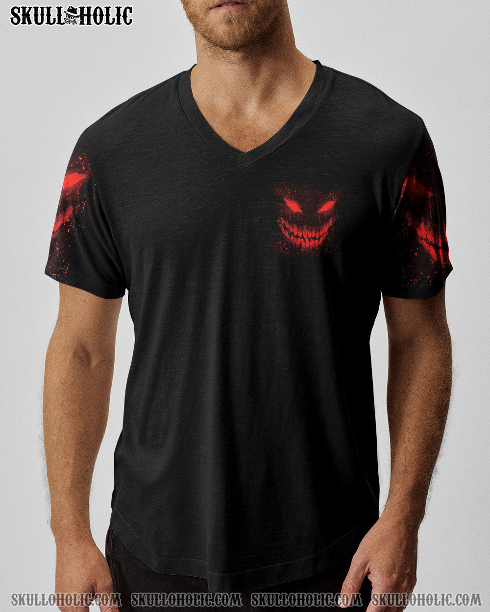 Im Never Alone My Demons Are With Me 247 Dark Red Skull Gothic Horro AOP Shirts _7_ 86rH4