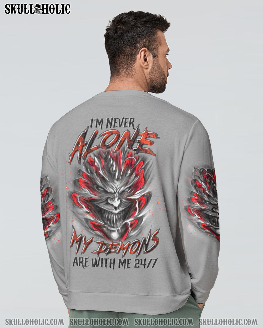Im Never Alone My Demons Are With Me 247 Skull Dark Gothic Graphic AOP Shirts _12_ qGmkV