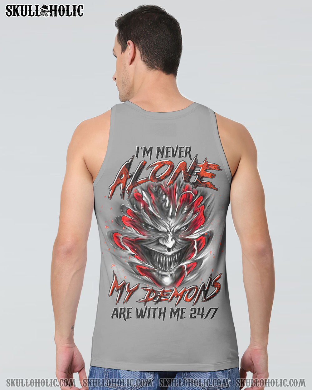 Im Never Alone My Demons Are With Me 247 Skull Dark Gothic Graphic AOP Shirts _16_ tUnxW