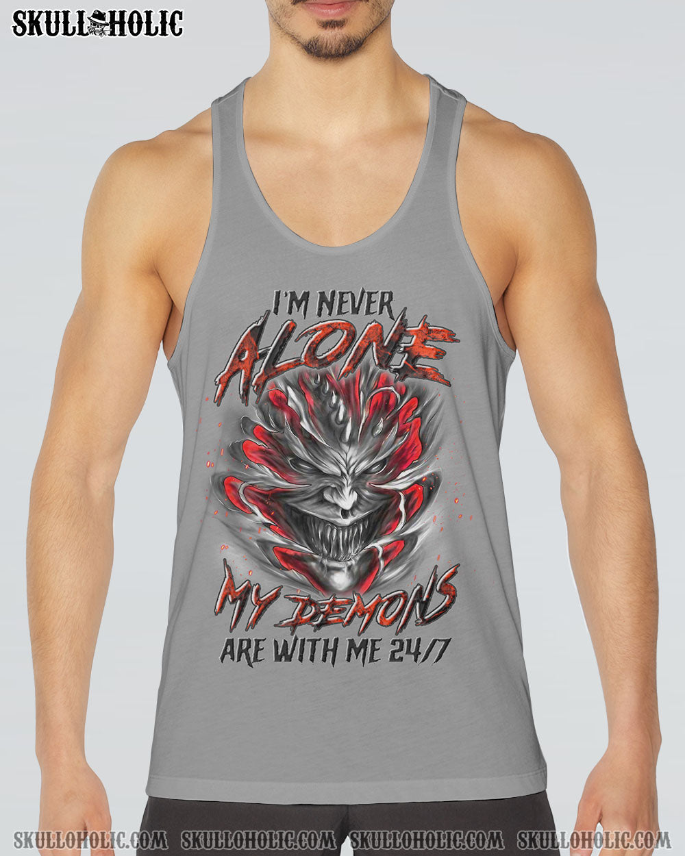 Im Never Alone My Demons Are With Me 247 Skull Dark Gothic Graphic AOP Shirts _17_ 8UHyA