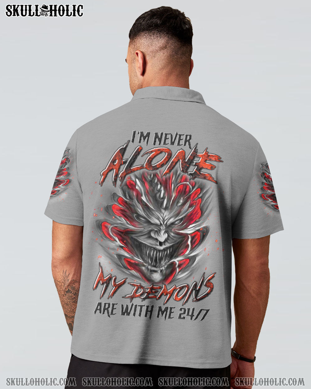 Im Never Alone My Demons Are With Me 247 Skull Dark Gothic Graphic AOP Shirts _4_ PGh3a