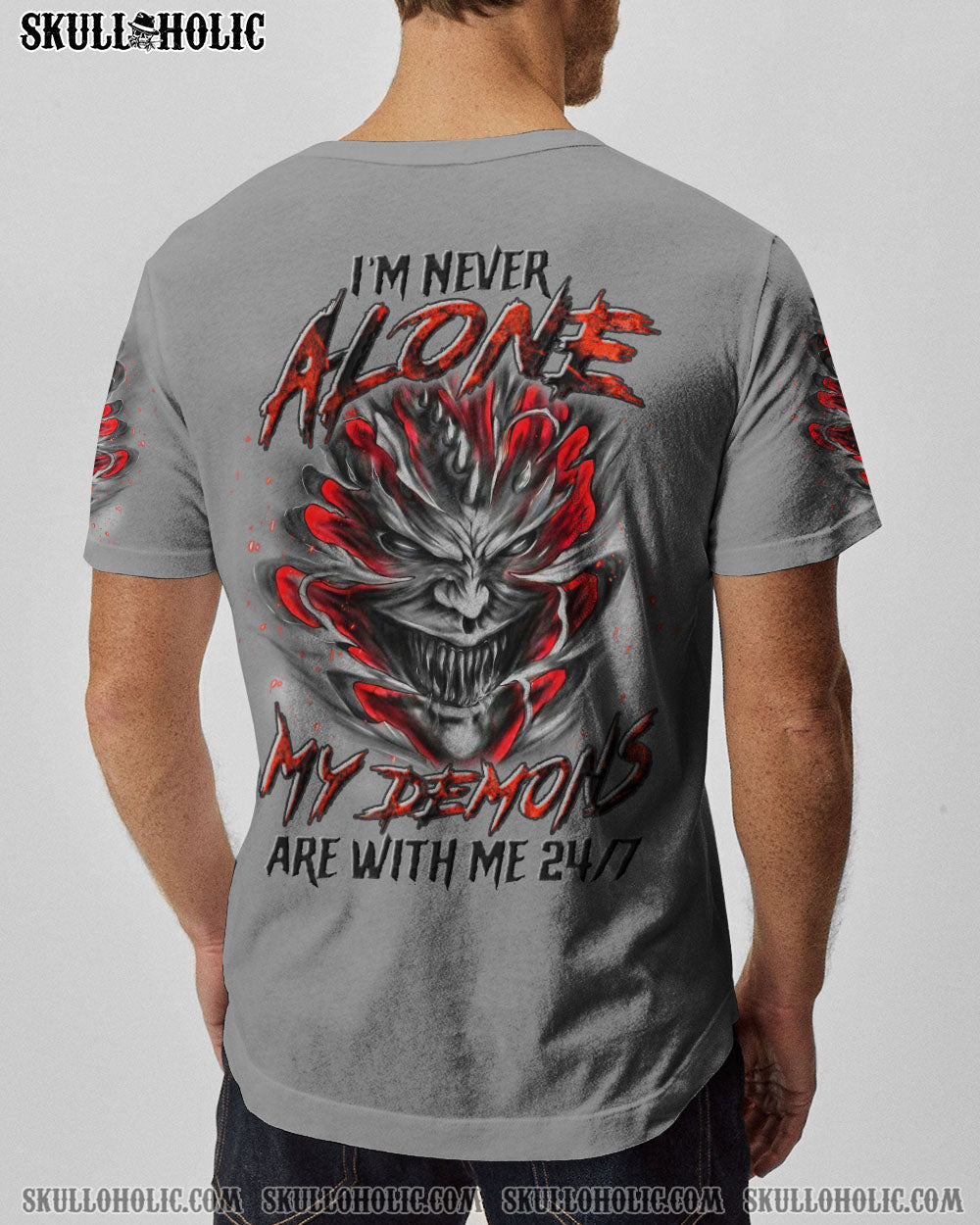 Im Never Alone My Demons Are With Me 247 Skull Dark Gothic Graphic AOP Shirts _8_ lwEhG