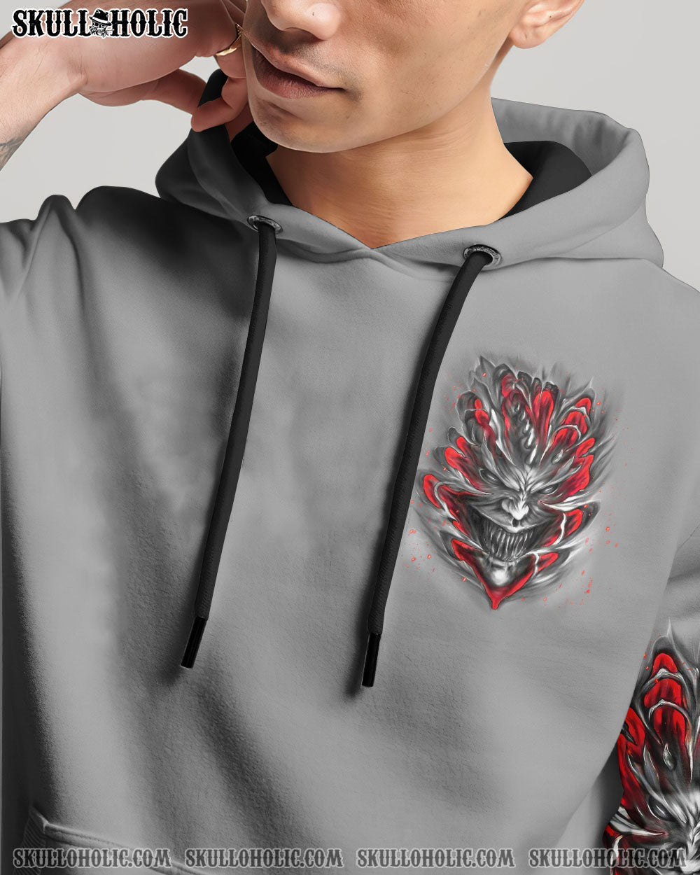 Im Never Alone My Demons Are With Me 247 Skull Dark Gothic Graphic AOP Shirts _9_ hSDIR