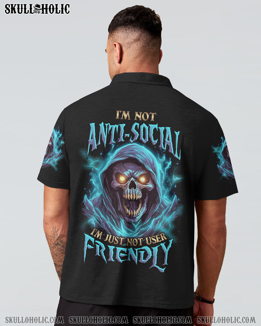 Im Not Anti Social Im Just Not User Friendly Grim Reaper Skull Graphic AOP Shirts _16_ qOSDc