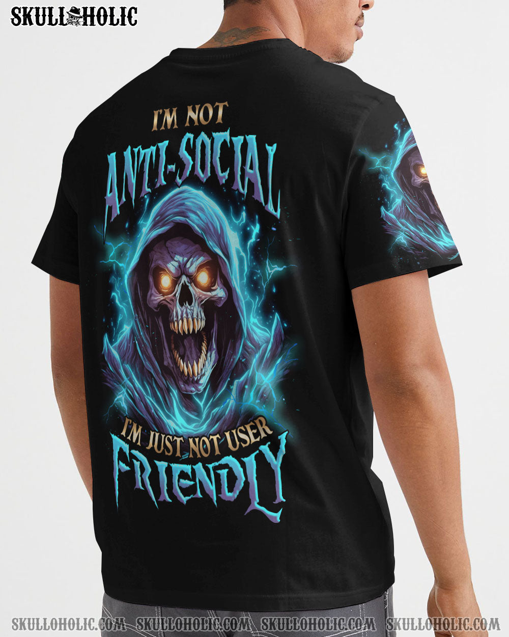 Im Not Anti Social Im Just Not User Friendly Grim Reaper Skull Graphic AOP Shirts _3_ glRGw