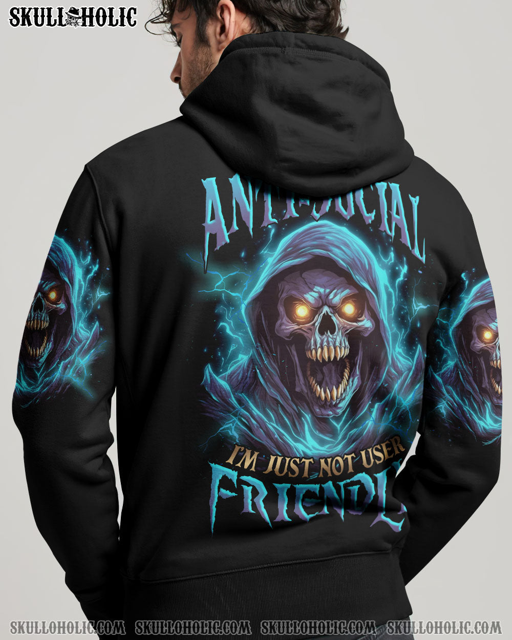 Im Not Anti Social Im Just Not User Friendly Grim Reaper Skull Graphic AOP Shirts _5_ 0b2FT