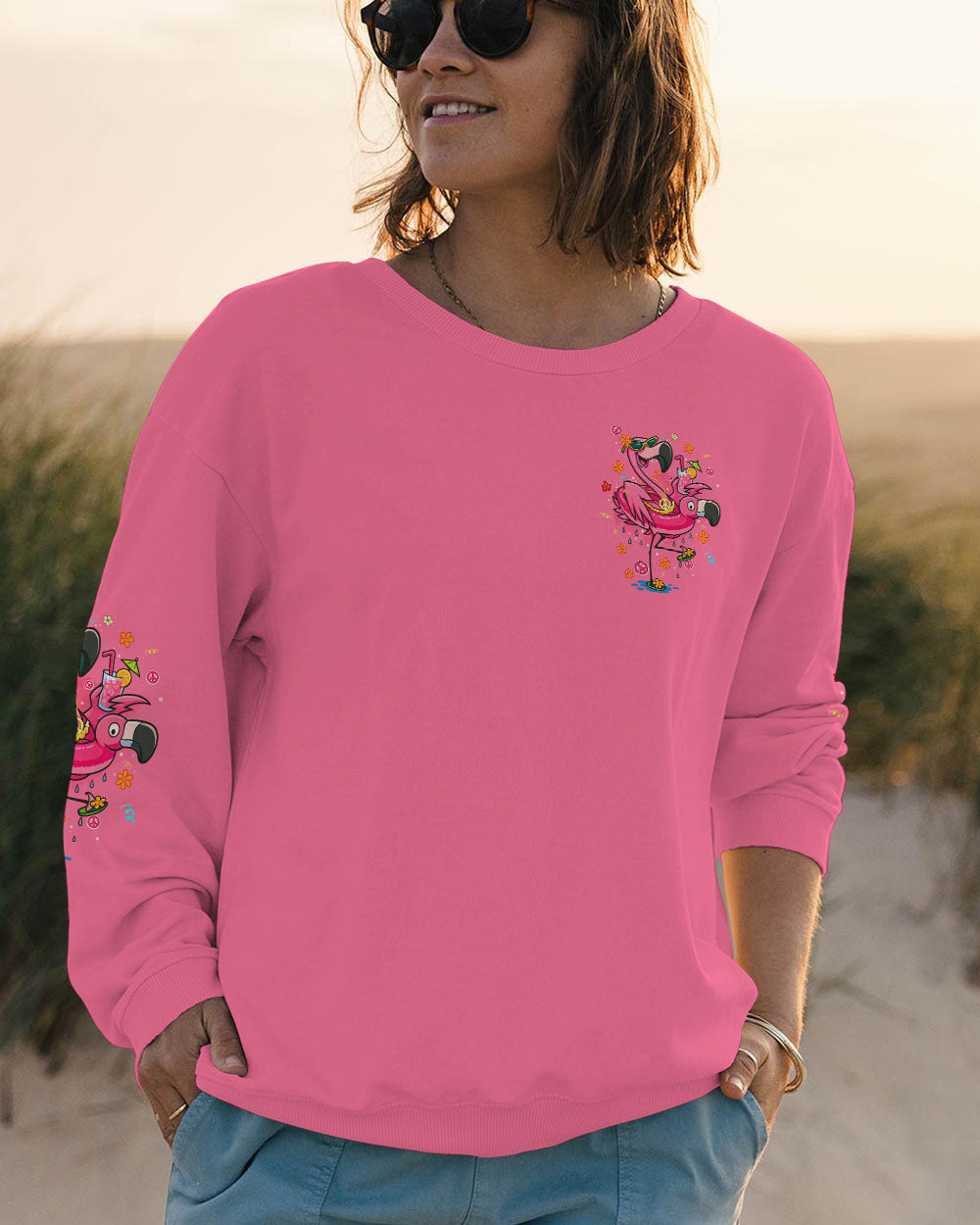 Im Not Drunk Im Just Fancy Funny Flamingo Drinking Cocktail Graphic AOP Shirts _4_ lMicE