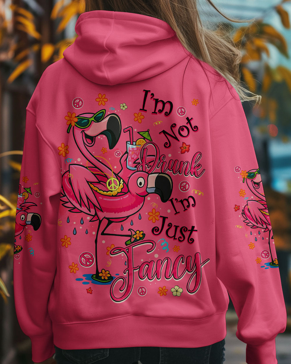 Im Not Drunk Im Just Fancy Funny Flamingo Drinking Cocktail Graphic AOP Shirts _9_ ySdaI