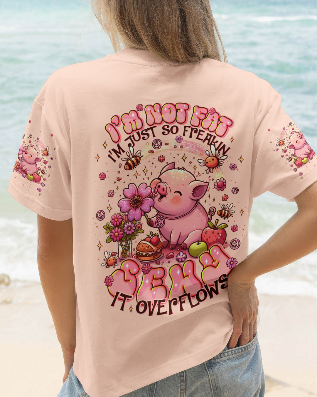Im Not Fat Im Just So Freakin Sexy Piggy Cute Pig with Flower AOP Shirts _12_ Ikg9m