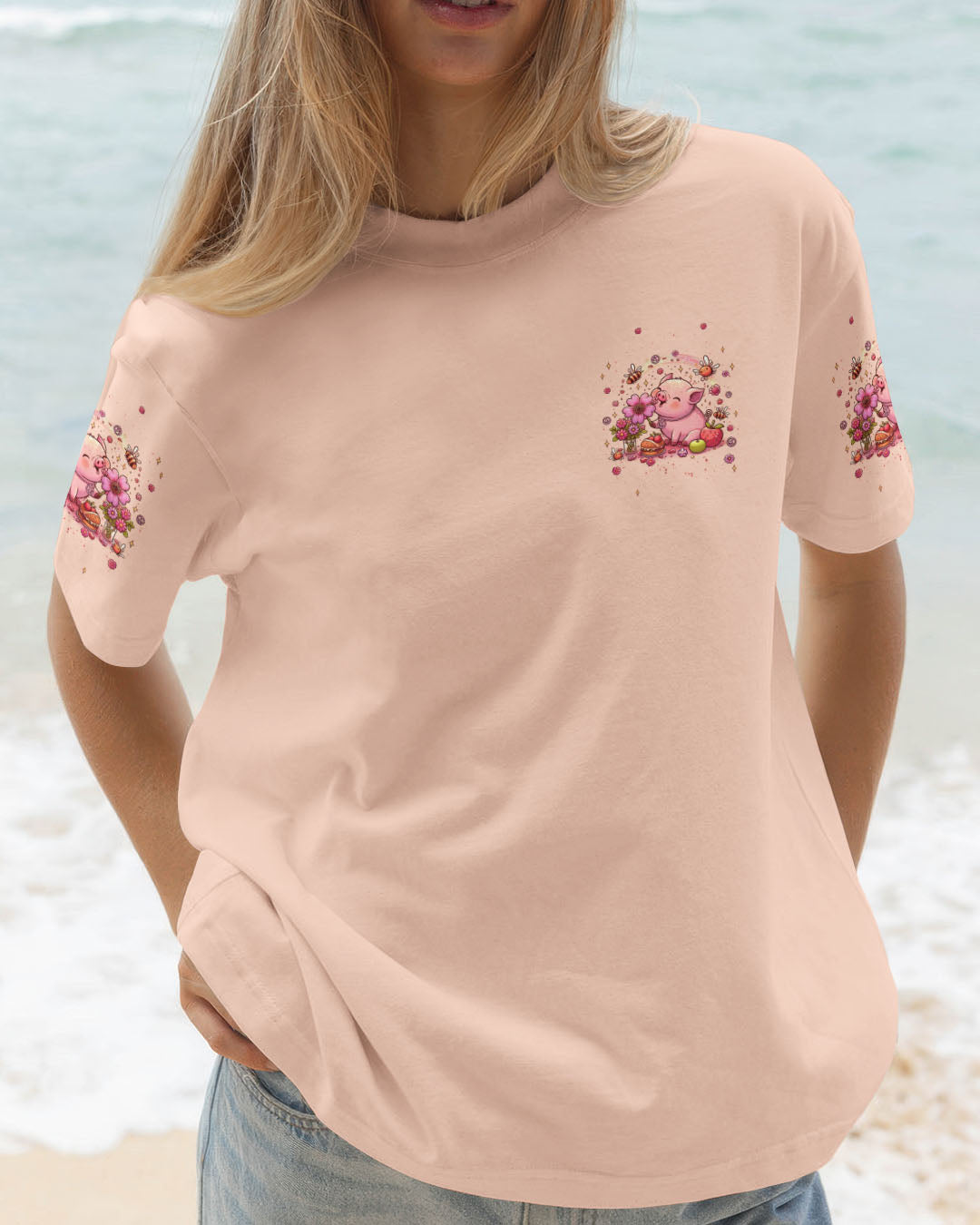 Im Not Fat Im Just So Freakin Sexy Piggy Cute Pig with Flower AOP Shirts _13_ t9zQT