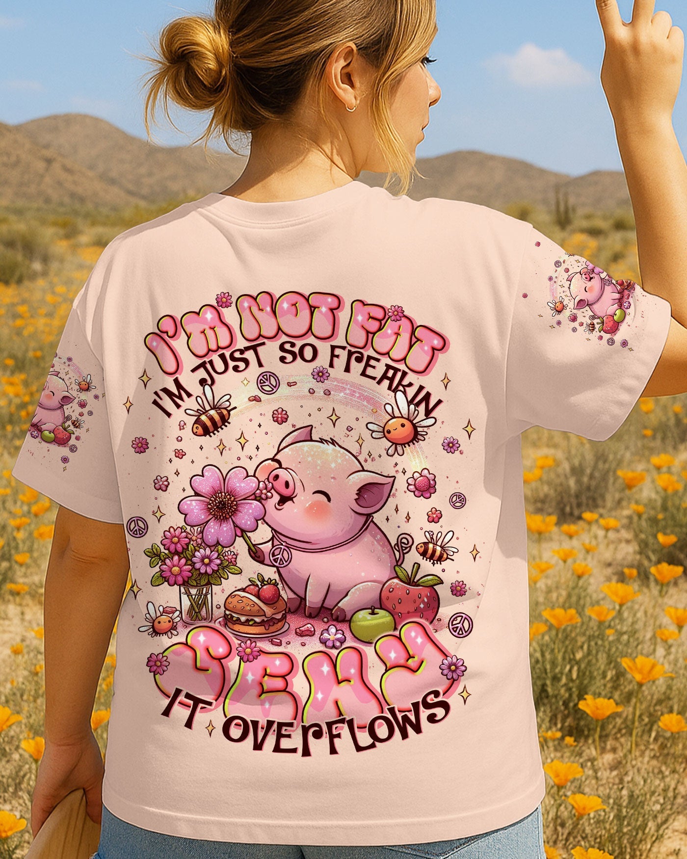 Im Not Fat Im Just So Freakin Sexy Piggy Cute Pig with Flower AOP Shirts _1_ gGKpU