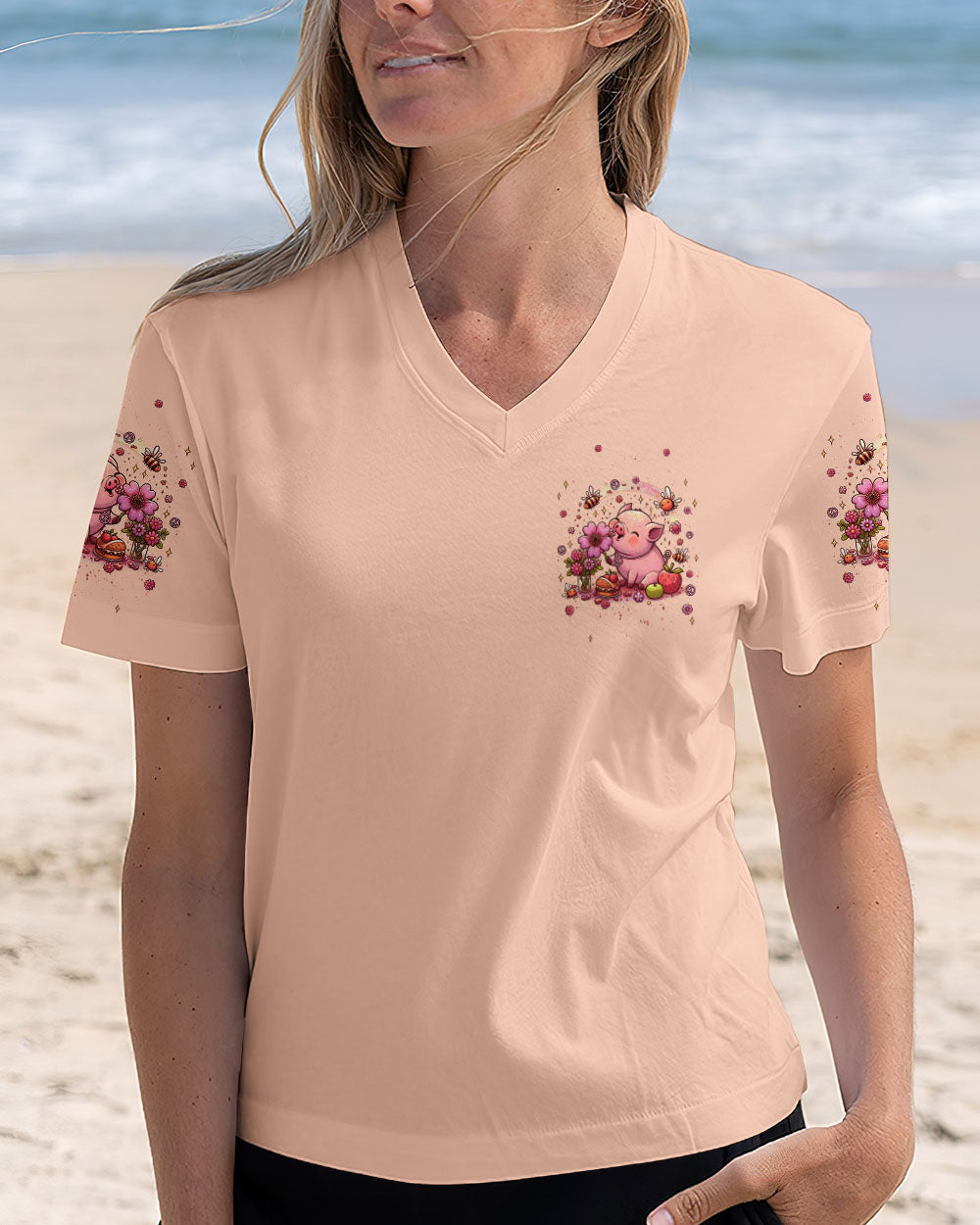 Im Not Fat Im Just So Freakin Sexy Piggy Cute Pig with Flower AOP Shirts _2_ wKHIF