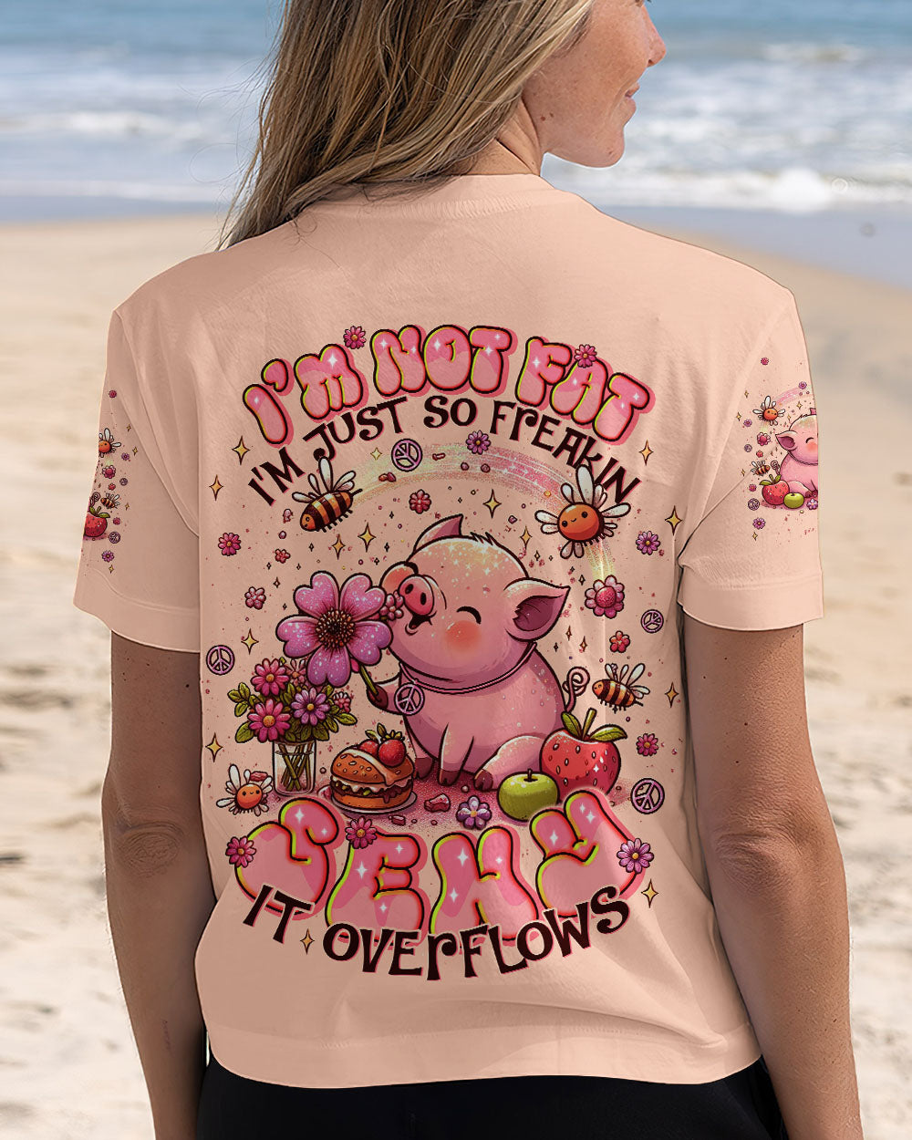Im Not Fat Im Just So Freakin Sexy Piggy Cute Pig with Flower AOP Shirts _3_ KHsxL