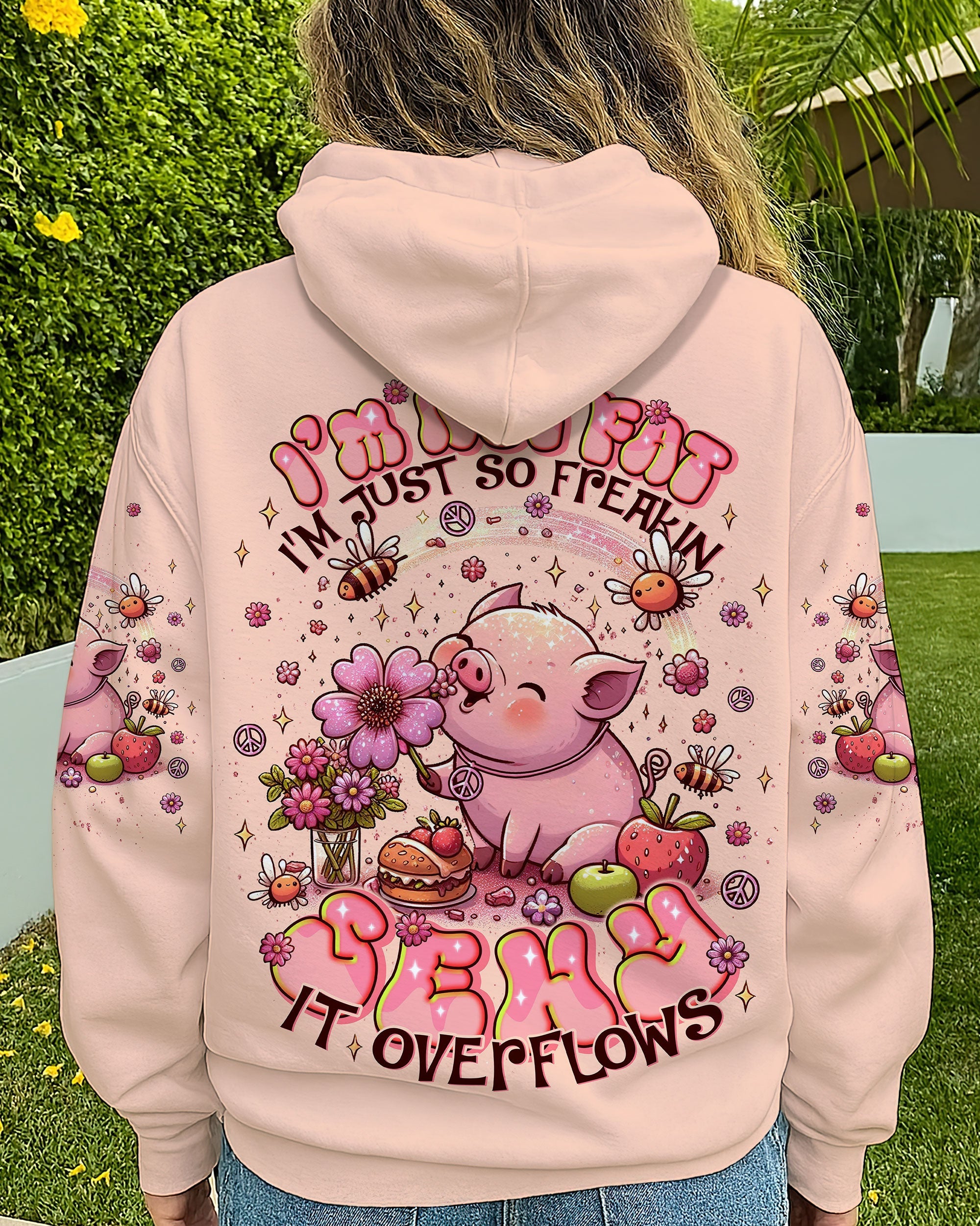 Im Not Fat Im Just So Freakin Sexy Piggy Cute Pig with Flower AOP Shirts _5_ uqto8