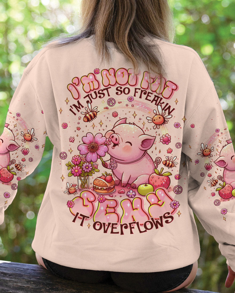 Im Not Fat Im Just So Freakin Sexy Piggy Cute Pig with Flower AOP Shirts _7_ X8tBB