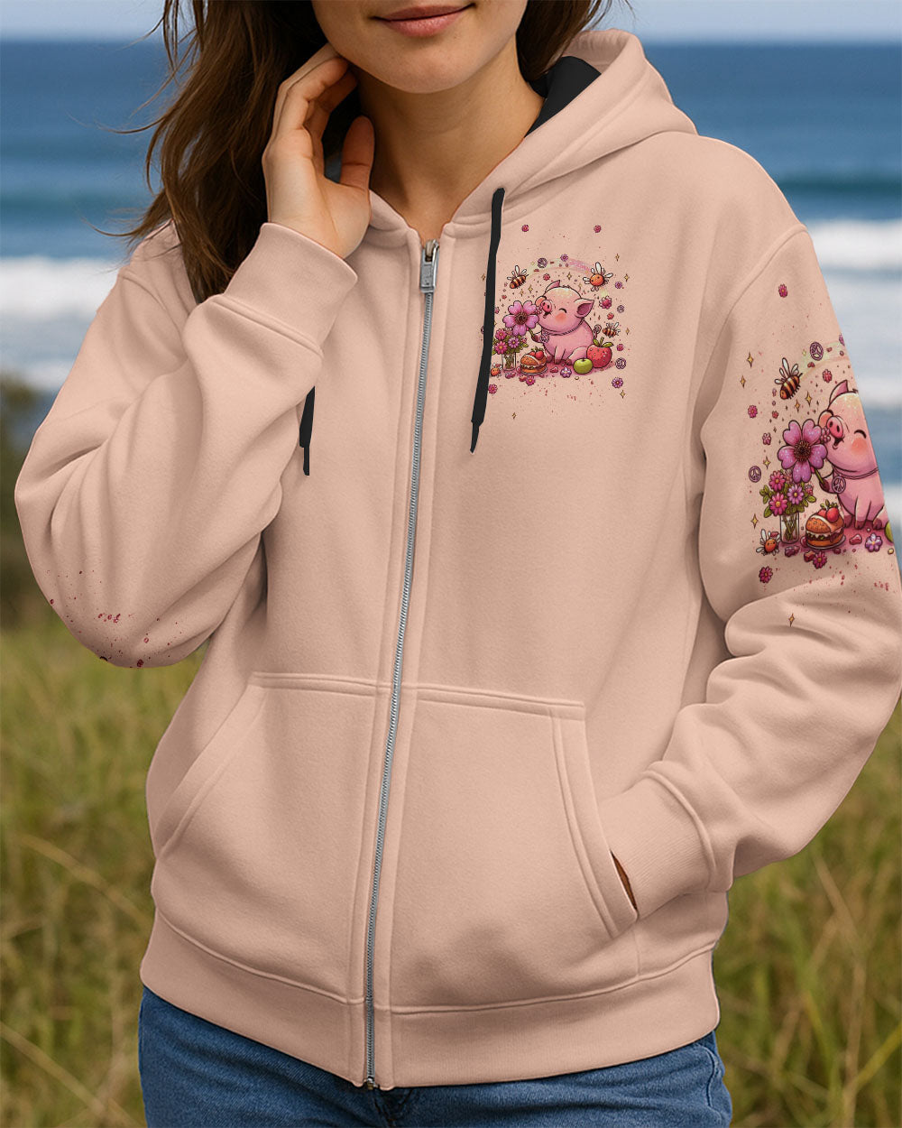 Im Not Fat Im Just So Freakin Sexy Piggy Cute Pig with Flower AOP Shirts _8_ enNWV