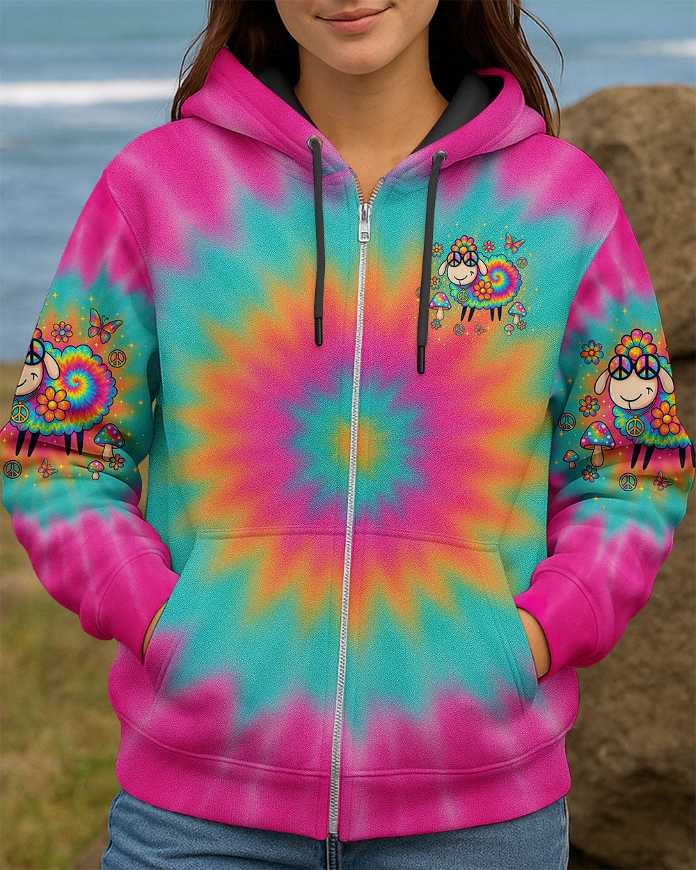 Im Not The Black Sheep Im The Tie Dyed One Hippie Colorful Fun Design AOP Shirts _10_ NIjkC