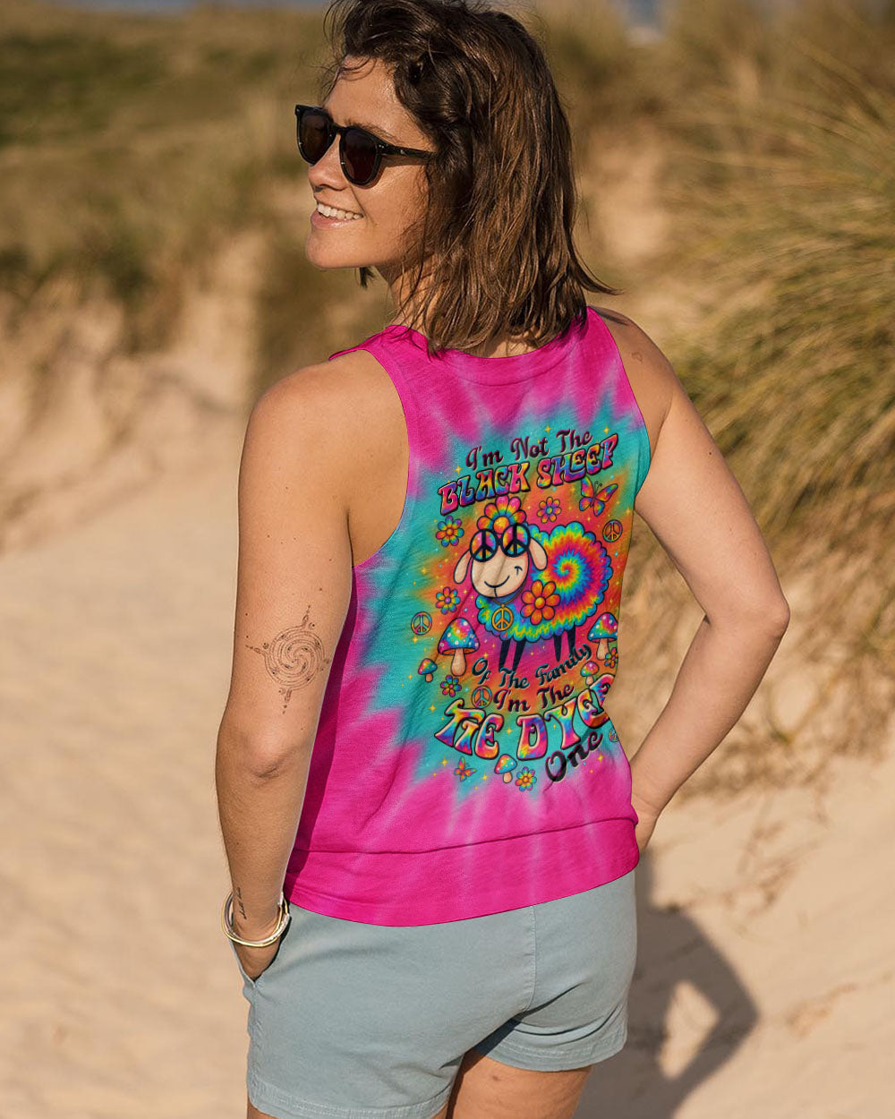 Im Not The Black Sheep Im The Tie Dyed One Hippie Colorful Fun Design AOP Shirts _13_ Ti3yW