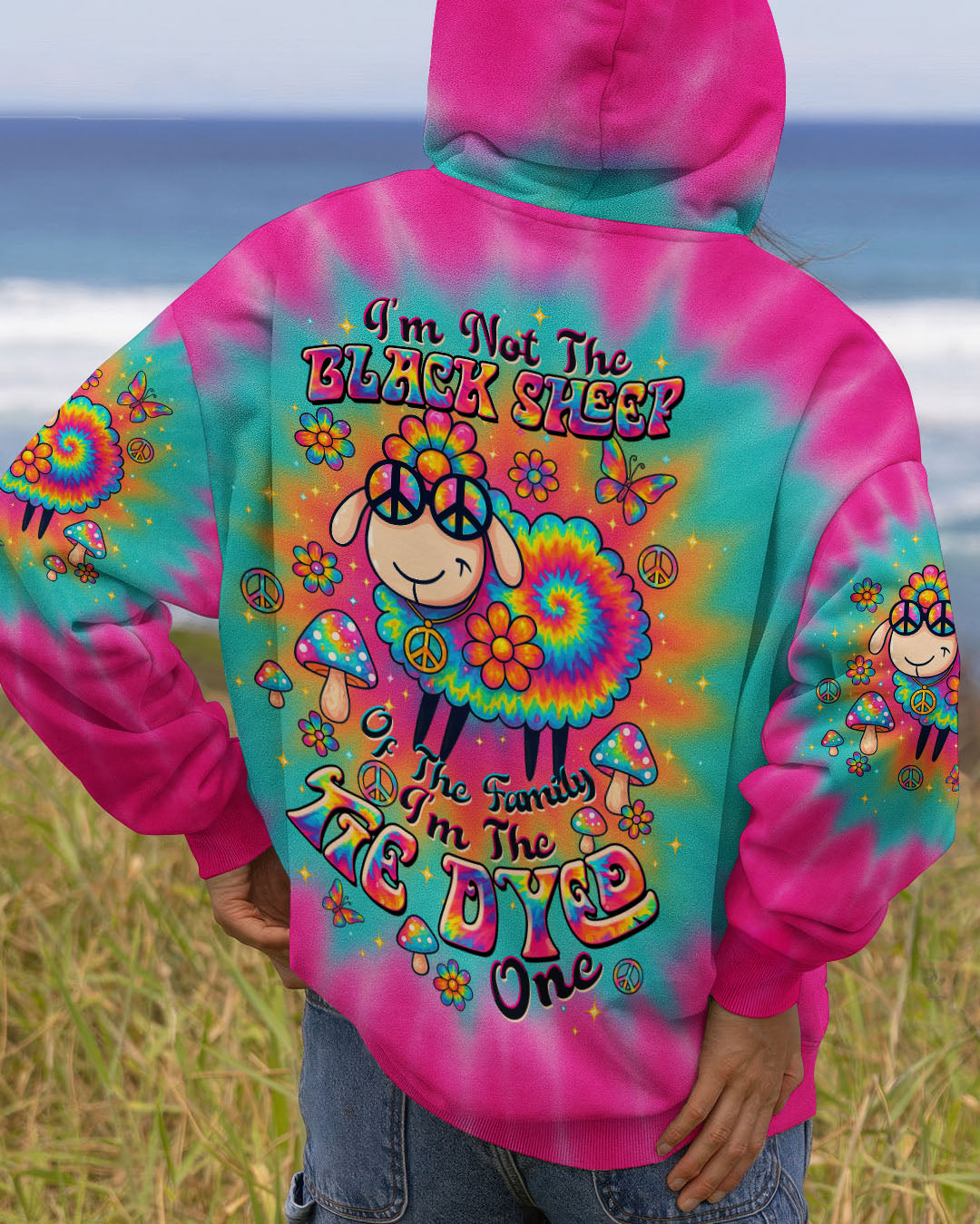 Im Not The Black Sheep Im The Tie Dyed One Hippie Colorful Fun Design AOP Shirts _1_ NcOlT