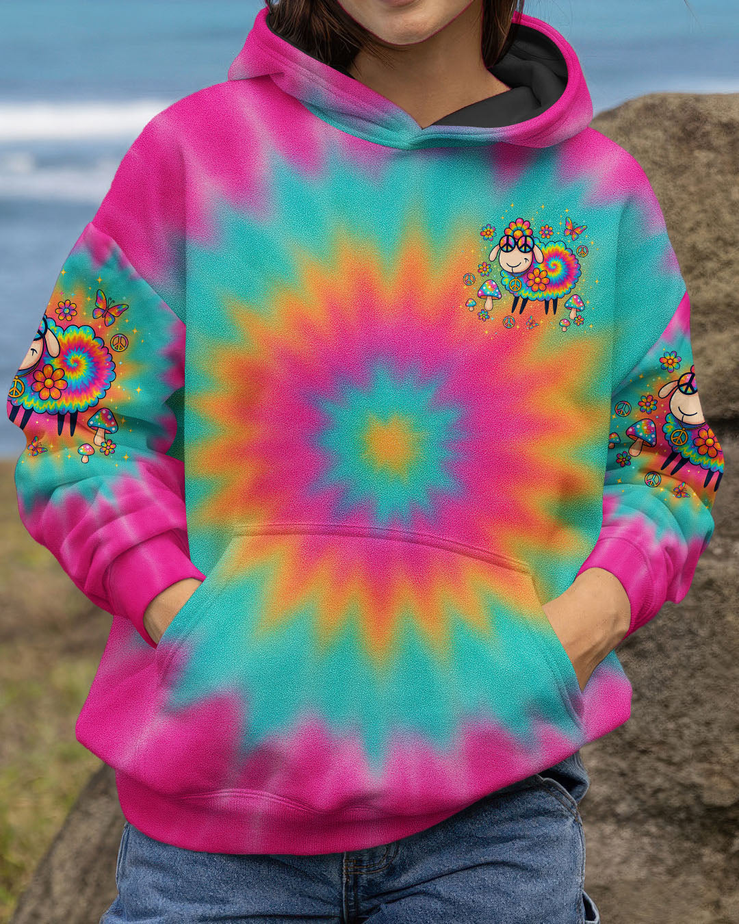 Im Not The Black Sheep Im The Tie Dyed One Hippie Colorful Fun Design AOP Shirts _6_ RUHtt