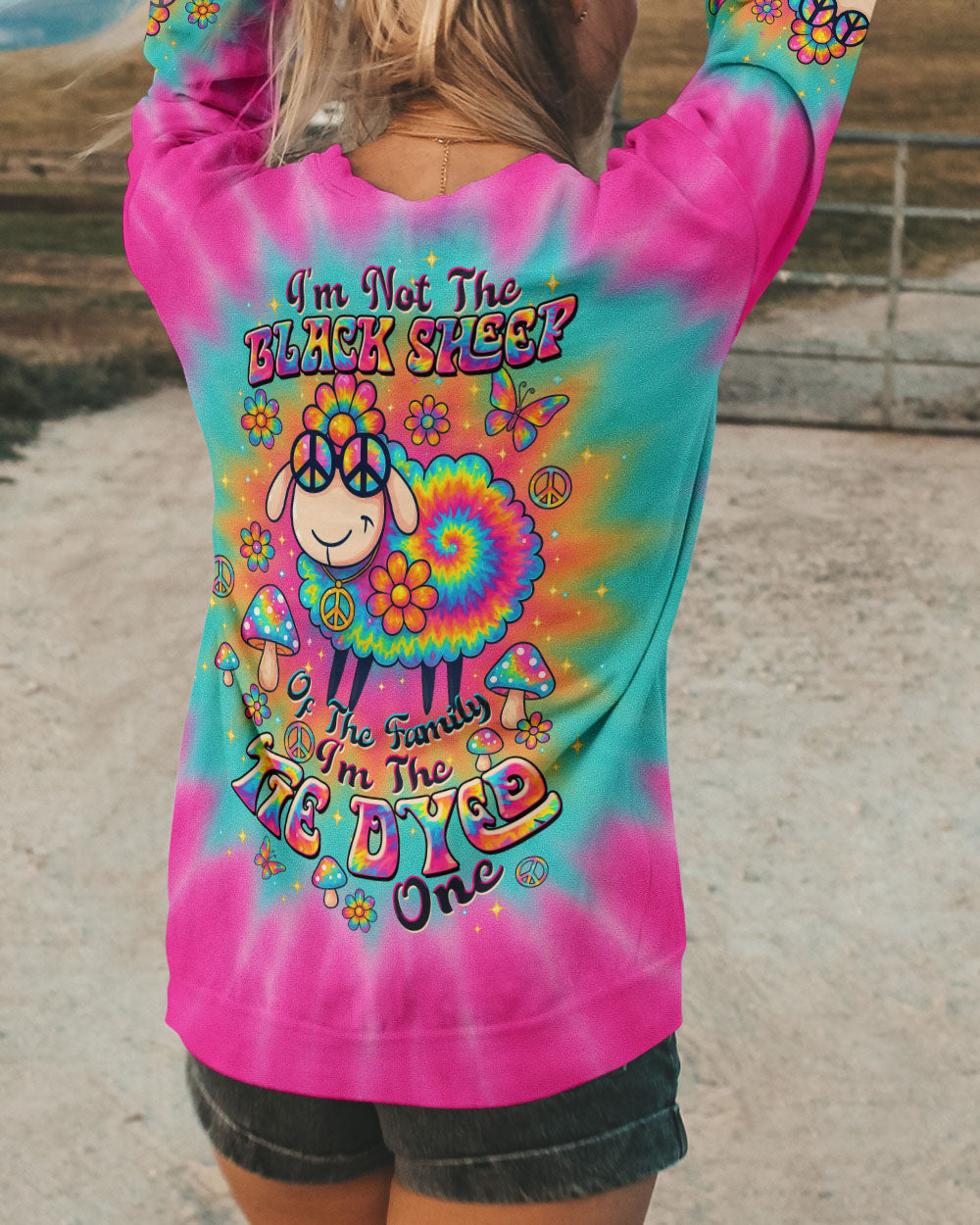 Im Not The Black Sheep Im The Tie Dyed One Hippie Colorful Fun Design AOP Shirts _9_ nzGAj