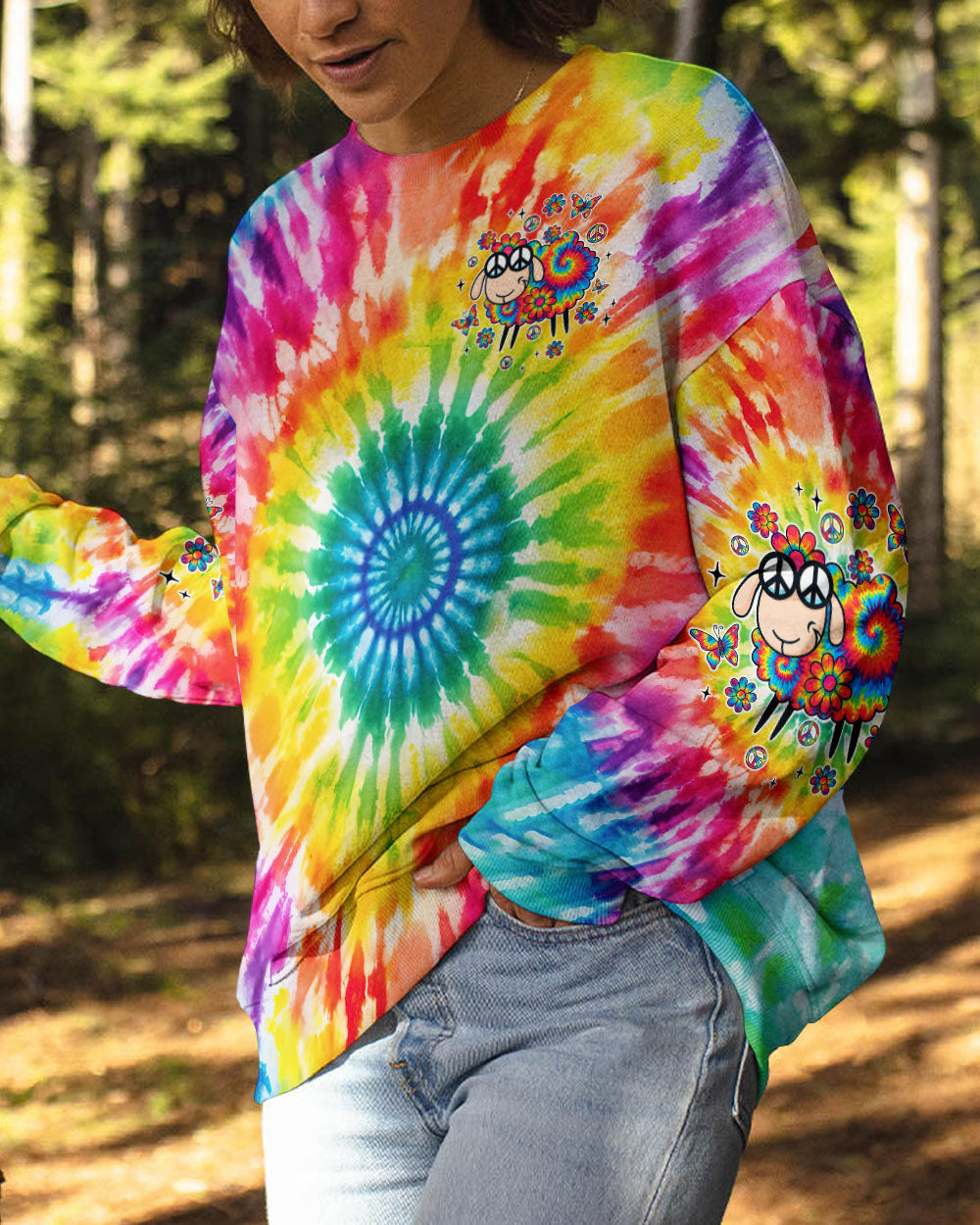 Im Not The Black Sheep of the Family Im The Tie Dyed One Cute Sheep _26 Peace Sign AOP Shirts _2_ M3e97