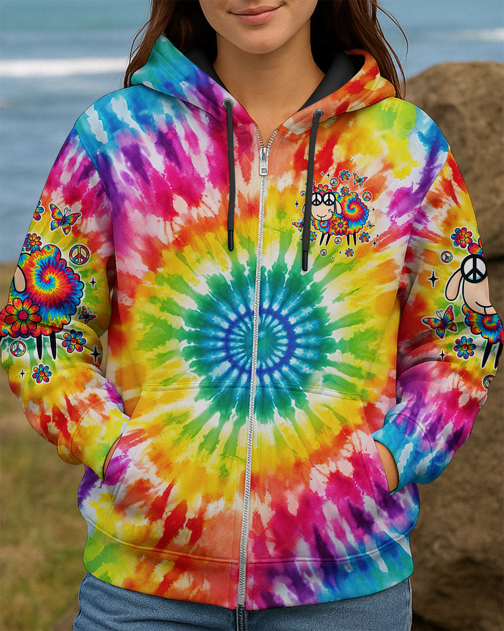 Im Not The Black Sheep of the Family Im The Tie Dyed One Cute Sheep _26 Peace Sign AOP Shirts _4_ cqXWK