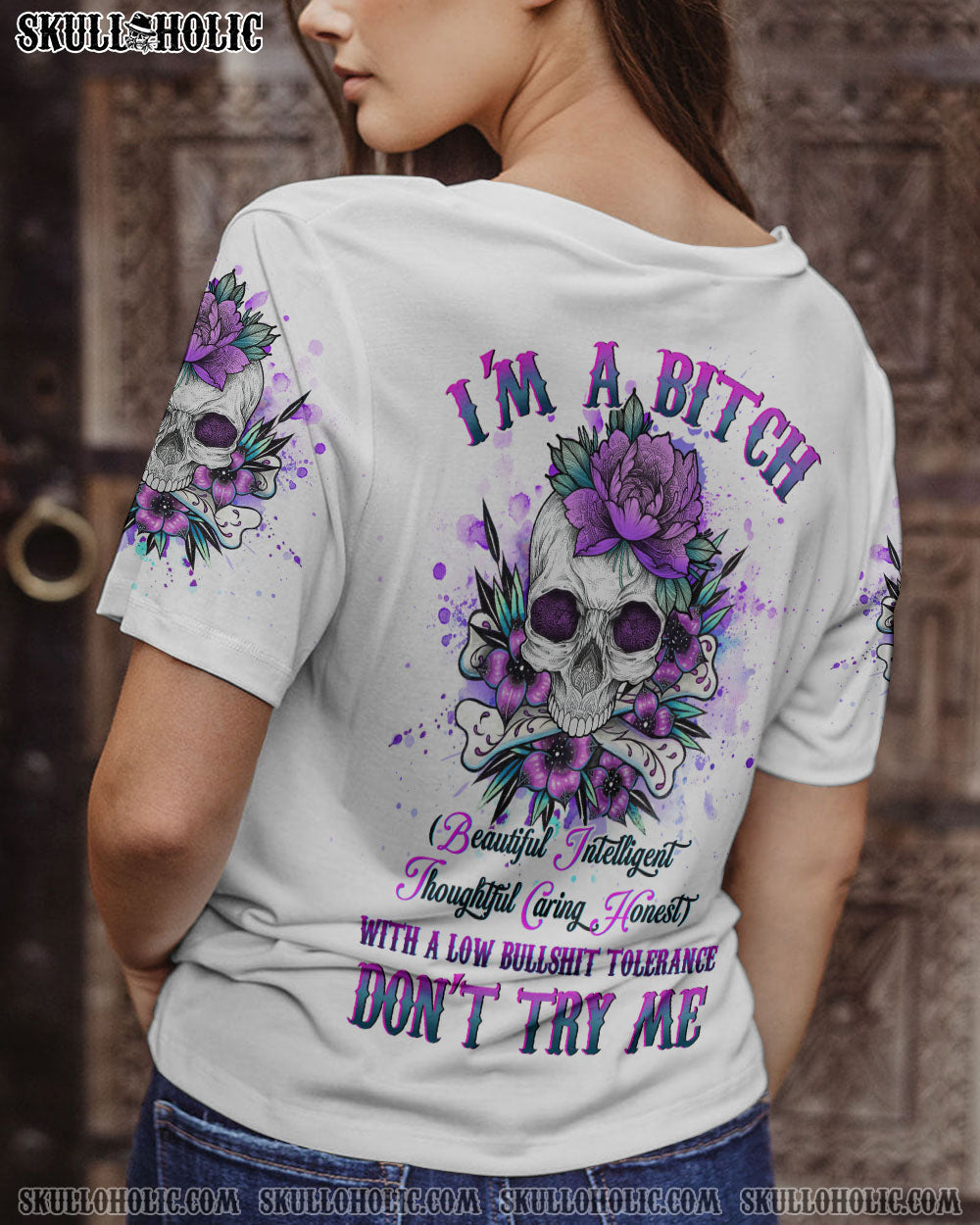 Im a B Don_E2_80_99t Try Me Funny Beautiful Intelligent Sassy Floral AOP Shirts _7_ DLt5a