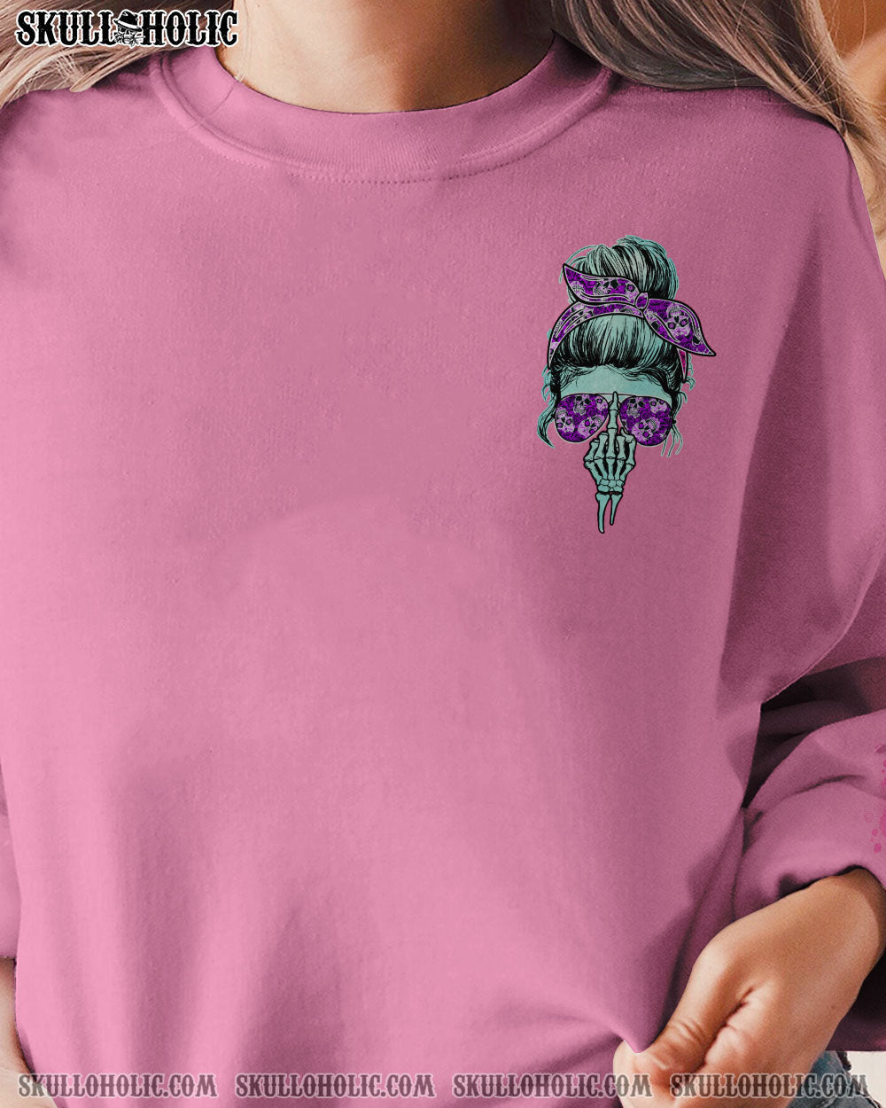 Im a B Dont Try Me Pink Skull and Rose Floral Attitude Graphic for Women AOP Shirts _11_ 0bEm3