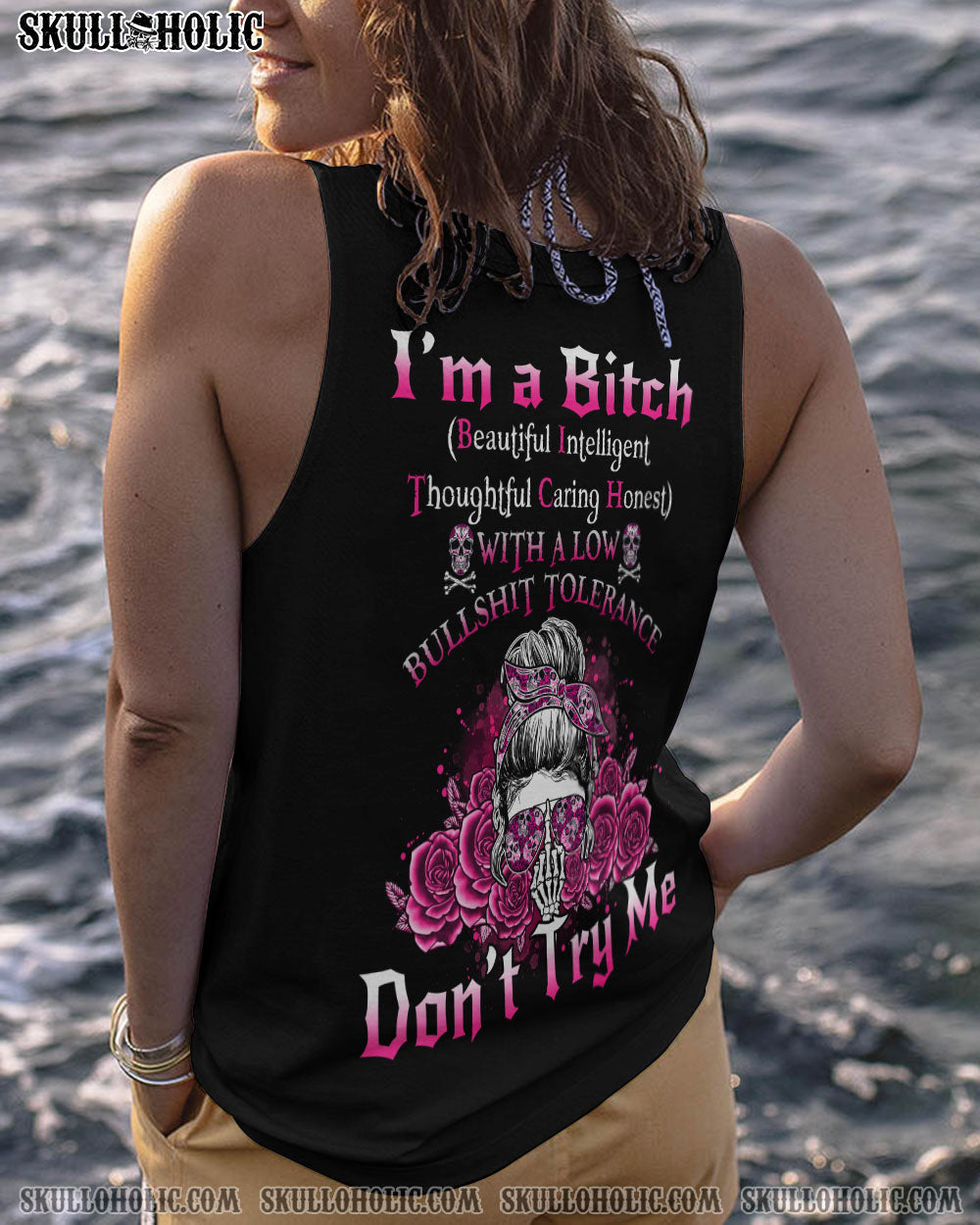 Im a BITCH Dont Try Me Skull Rose Sassy Graphic Tee for Women AOP Shirts _13_ 5d81e