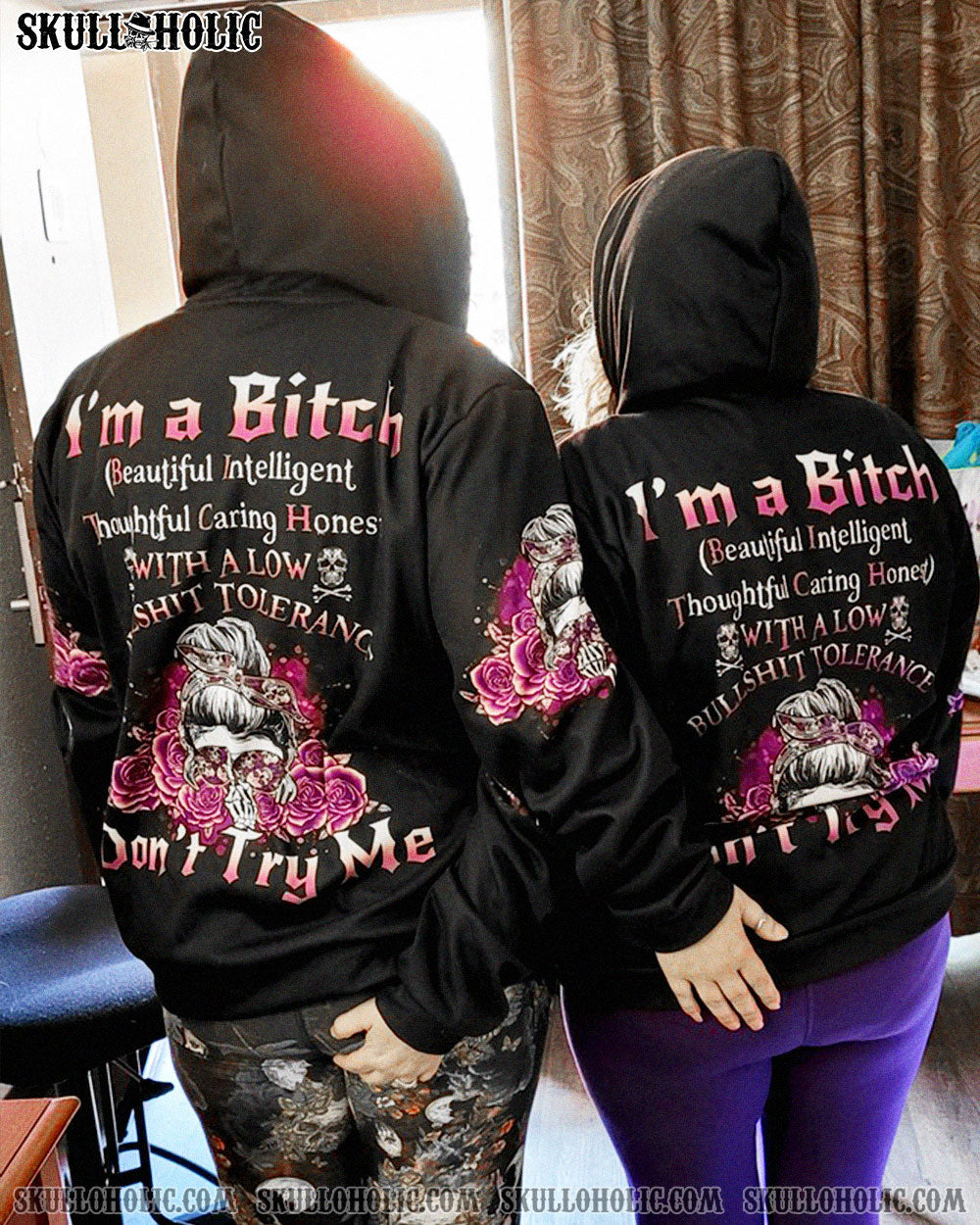 Im a BITCH Dont Try Me Skull Rose Sassy Graphic Tee for Women AOP Shirts _14_ NlTG2