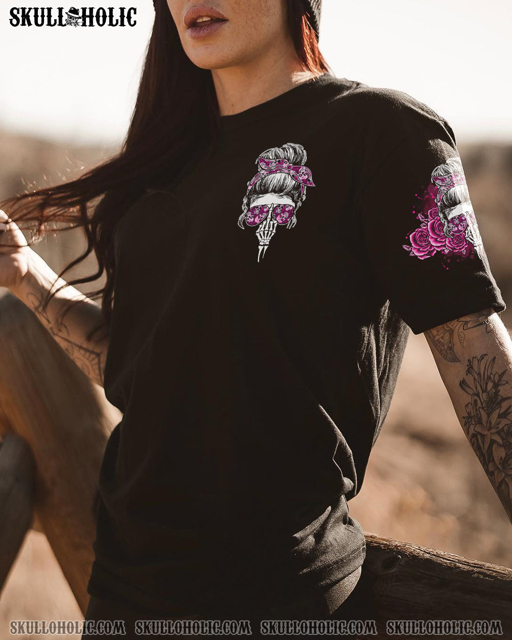 Im a BITCH Dont Try Me Skull Rose Sassy Graphic Tee for Women AOP Shirts _7_ dyCQw