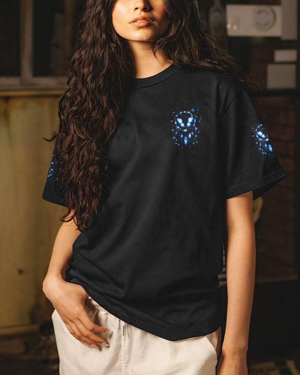 Im a Dreamer but Im not the Only One Blue Dreamcatche Butterfly AOP Shirts _10_ js0QM