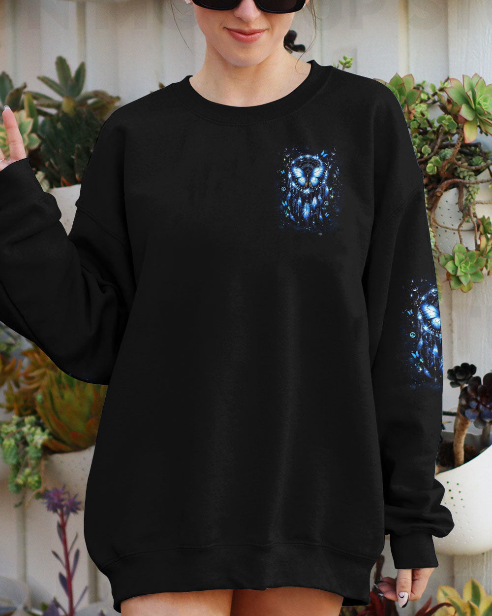 Im a Dreamer but Im not the Only One Blue Dreamcatche Butterfly AOP Shirts _2_ TDIHr